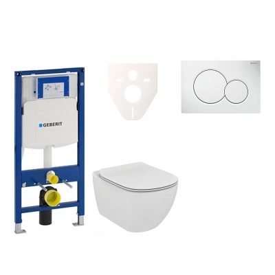 Cenově zvýhodněný závěsný WC set Geberit do lehkých stěn / předstěnová montáž+ WC Ideal Standard Tesi 111.300.00.5NF1