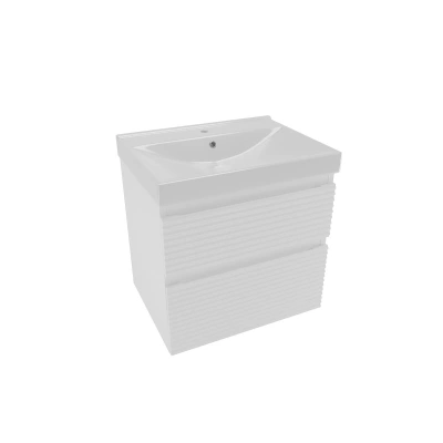 Koupelnová skříňka 2 zásuvková s umyvadlem Naturel Savona 58x53x44,8 cm bílá lesk SAVONA260BIU1