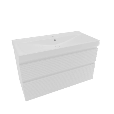 Koupelnová skříňka 2 zásuvková s umyvadlem Naturel Savona 98x53x44,8 cm bílá lesk SAVONA2100BIU1