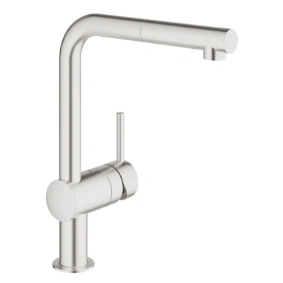 Dřezová baterie Grohe Minta s vytahovací sprškou supersteel 32168DC0